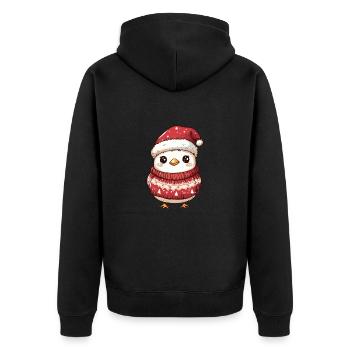 Huhn Weihnachten Comic - Unisex Premium Bio Zip Hoodie - Schwarz - Hinten - Nico (187cm)