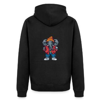 Elephant Funny Winter - Unisex Premium Organic Zip Hoodie - black - Back - Nico (187cm)