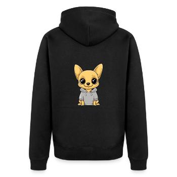Chihuahua Hund Lustig - Unisex Premium Bio Zip Hoodie - Schwarz - Hinten - Nico (187cm)