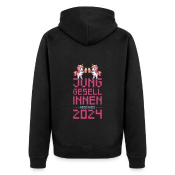 Einhorn Junggesellinnenabschied 2024 Party - Unisex Premium Bio Zip Hoodie - Schwarz - Hinten - Nico (187cm)