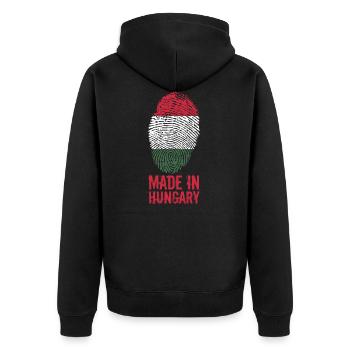 Made in Hungary / Gemacht in Ungarn Magyarország - Unisex Premium Bio Zip Hoodie - Schwarz - Hinten - Nico (187cm)