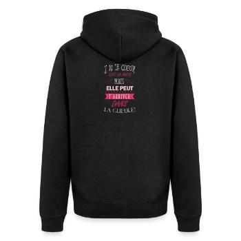 J'ai le coeur sur la main, attention - Veste à capuche bio Premium Unisexe - noir - Dos - Nico (187cm)
