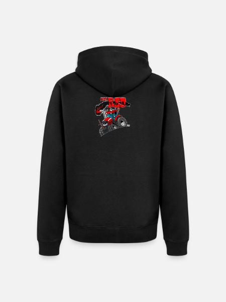 nur RED weißer Rand - Unisex Premium Bio Zip Hoodie - Schwarz