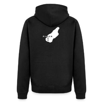 Pilsensee Original - Unisex Premium Bio Zip Hoodie - Schwarz - Hinten - Nico (187cm)