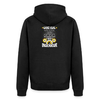 Mein Papa ist Ingenieur - Unisex Premium Bio Zip Hoodie - Schwarz - Hinten - Nico (187cm)