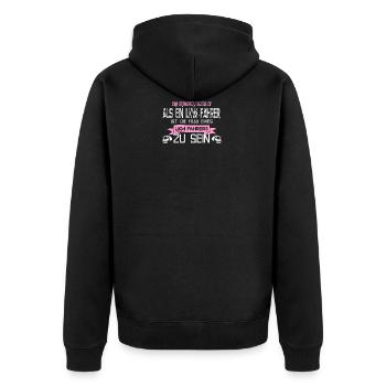 Die Frau eines LKW-Fahrers - Unisex Premium Bio Zip Hoodie - Schwarz - Hinten - Nico (187cm)