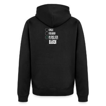 In einer Beziehung mit meinem Hasen - Unisex Premium Bio Zip Hoodie - Schwarz - Hinten - Nico (187cm)
