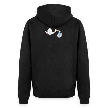 stork40 - Unisex Premium Bio Zip Hoodie - Schwarz - Hinten - Nico (187cm)