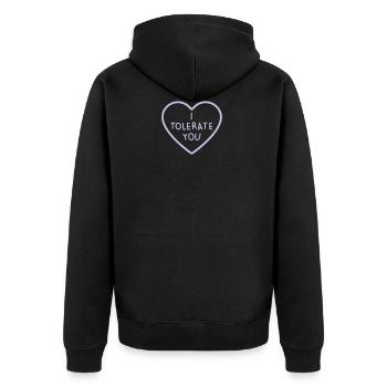 Ich toleriere Dich... coole Sprüche - Unisex Premium Bio Zip Hoodie - Schwarz - Hinten - Nico (187cm)
