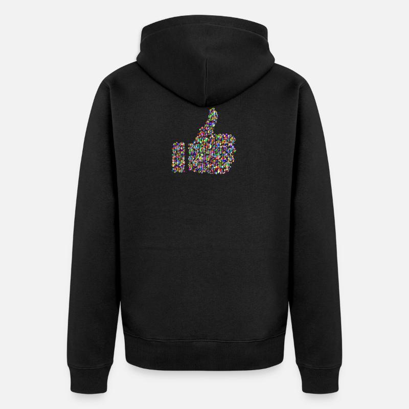 Regenbogenfarbener Daumen - Unisex Premium Bio Zip Hoodie - Schwarz