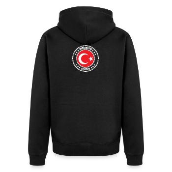 Memleketim GIRESUN - Unisex Premium Organic Zip Hoodie - black - Back - Nico (187cm)