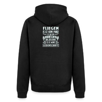 Fliegen - Es ist keine Phase - Unisex Premium Bio Zip Hoodie - Schwarz - Hinten - Nico (187cm)