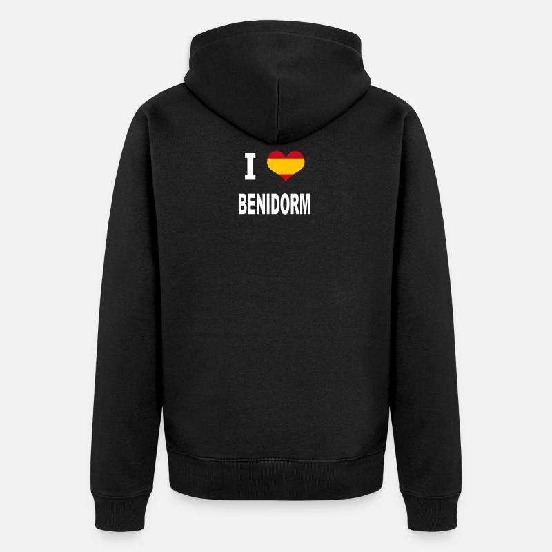 J'aime l'Espagne BENIDORM - Veste à capuche bio Premium Unisexe - noir