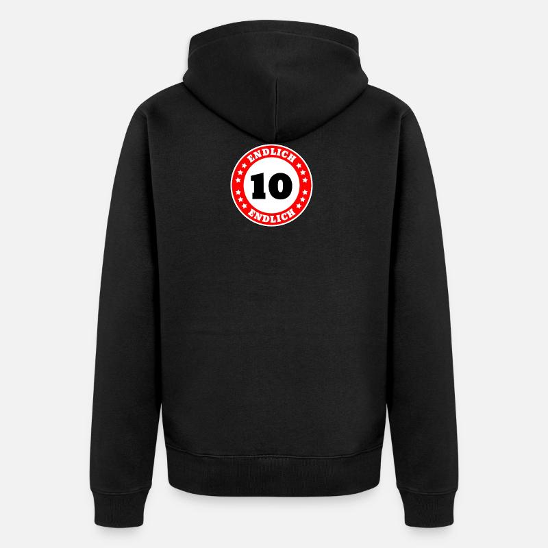 Endlich 10 Geburtstag - Unisex Premium Bio Zip Hoodie - Schwarz