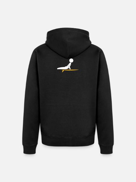 A Surfer With His Surfboard - Unisex Premium Organic Zip Hoodie - black
