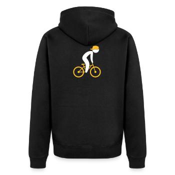 Ein Radfahrer - Unisex Premium Bio Zip Hoodie - Schwarz - Hinten - Nico (187cm)