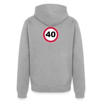40. Geburtstag - Unisex Premium Bio Zip Hoodie - Grau meliert - Hinten - Nico (187cm)