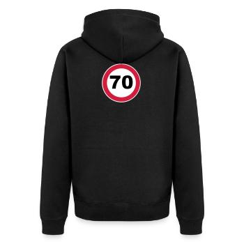 70. Geburtstag - Unisex Premium Bio Zip Hoodie - Schwarz - Hinten - Nico (187cm)