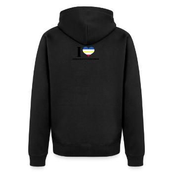 I love Mecklenburg Vorpommern - Unisex Premium Bio Zip Hoodie - Schwarz - Hinten - Nico (187cm)