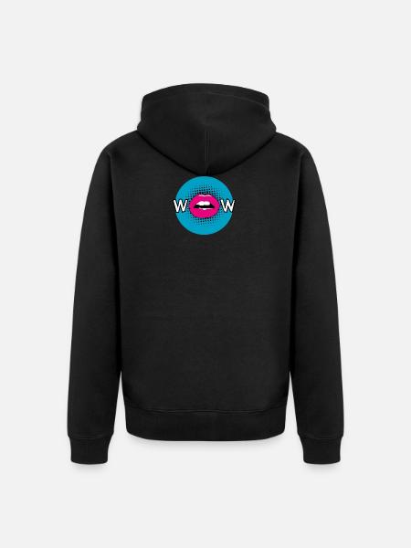 Pop Art / Comic: WOW - Mund, Lippen, Kussmund - Unisex Premium Bio Zip Hoodie - Schwarz