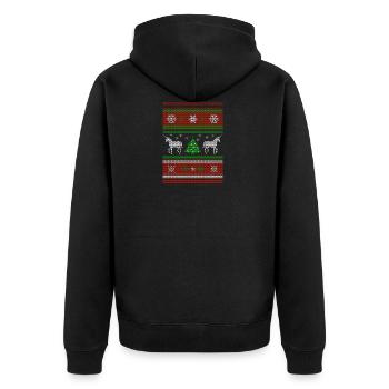 Weihnachten CHRISTMAS SWEATER Einhorn - Unisex Premium Bio Zip Hoodie - Schwarz - Hinten - Nico (187cm)