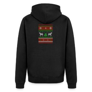 Weihnachten CHRISTMAS Einhorn SWEATER - Unisex Premium Bio Zip Hoodie - Schwarz - Hinten - Nico (187cm)
