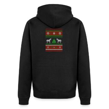 Weihnachten CHRISTMAS SWEATER Einhorn - Unisex Premium Bio Zip Hoodie - Schwarz - Hinten - Nico (187cm)