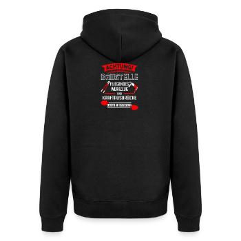 Bauarbeiter - Achtung Baustelle fliegendes Werkzeu - Unisex Premium Bio Zip Hoodie - Schwarz - Hinten - Nico (187cm)