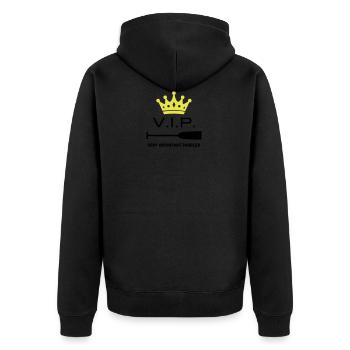 VIP Very Important Paddler Drachenboot Kanu 2c - Unisex Premium Bio Zip Hoodie - Schwarz - Hinten - Nico (187cm)