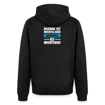 Handball Sportart - Unisex Premium Bio Zip Hoodie - Schwarz - Hinten - Nico (187cm)