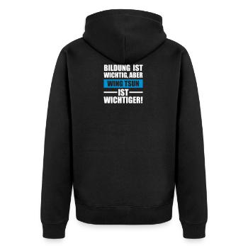 WingTsun Sportart - Unisex Premium Bio Zip Hoodie - Schwarz - Hinten - Nico (187cm)
