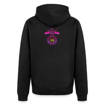 Geburtstag Weltbeste OMA wird 70 - Unisex Premium Bio Zip Hoodie - Schwarz - Hinten - Nico (187cm)