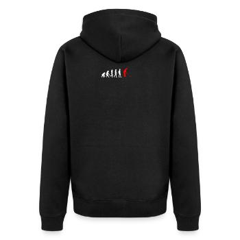 EVOLUTION golf sports golfer - Unisex Premium Bio Zip Hoodie - Schwarz - Hinten - Nico (187cm)