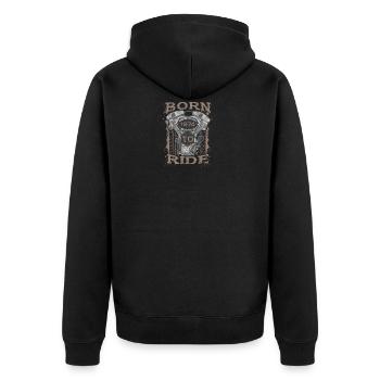 Born to Ride motorcycle 1974 - Unisex Premium Bio Zip Hoodie - Schwarz - Hinten - Nico (187cm)