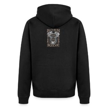 Born to Ride motorcycle 1968 - Unisex Premium Bio Zip Hoodie - Schwarz - Hinten - Nico (187cm)