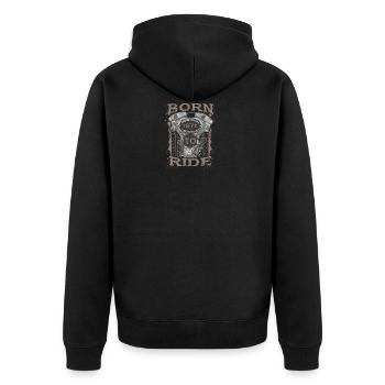 Born to Ride motorcycle 1971 - Unisex Premium Bio Zip Hoodie - Schwarz - Hinten - Nico (187cm)