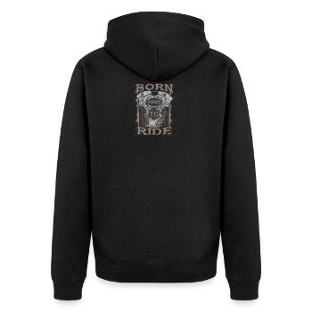 Born to Ride motorcycle 1985 - Unisex Premium Bio Zip Hoodie - Schwarz - Hinten - Nico (187cm)