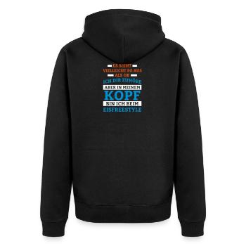 Eisfreestyle Sportart - Unisex Premium Bio Zip Hoodie - Schwarz - Hinten - Nico (187cm)