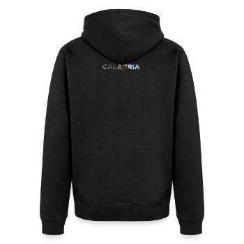 CALABRIA - Unisex Premium Bio Zip Hoodie - Schwarz - Hinten - Nico (187cm)