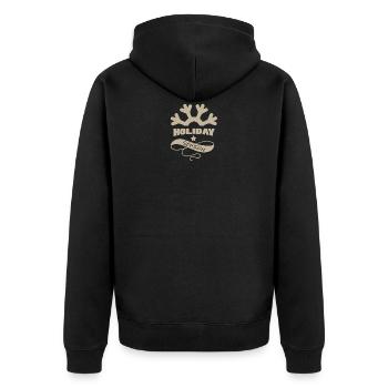 Rudolf Rentier Schlitten Weihnachten Santa Claus - Unisex Premium Bio Zip Hoodie - Schwarz - Hinten - Nico (187cm)