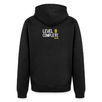 Niveau 8 Terminé Suivant - Veste à capuche bio Premium Unisexe - noir - Dos - Nico (187cm)