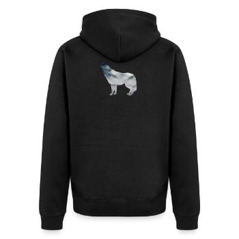 Wolf Silhouette - Unisex Premium Bio Zip Hoodie - Schwarz - Hinten - Nico (187cm)