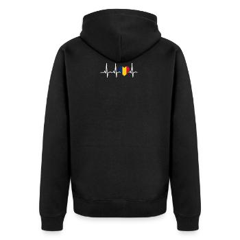 I LOVE ekg heartbeat RUMAeNIEN Romania Roma nia - Unisex Premium Bio Zip Hoodie - Schwarz - Hinten - Nico (187cm)