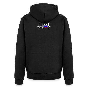 I LOVE ekg heartbeat Russland russia sovjet - Unisex Premium Bio Zip Hoodie - Schwarz - Hinten - Nico (187cm)