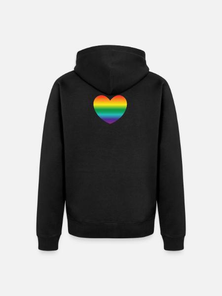Herz in Regenbogenfarben - Unisex Premium Bio Zip Hoodie - Schwarz