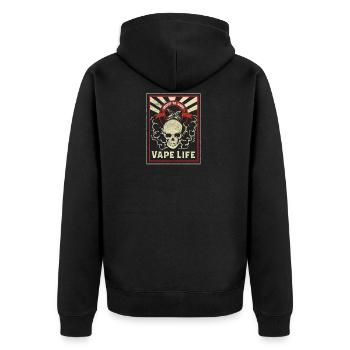 VAPE LIFE / VAPING - Unisex Premium Bio Zip Hoodie - Schwarz - Hinten - Nico (187cm)