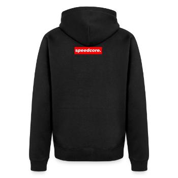 techno mischpult red bass bpm speedcore - Unisex Premium Bio Zip Hoodie - Schwarz - Hinten - Nico (187cm)