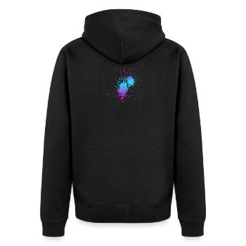 fox - Unisex Premium Organic Zip Hoodie - black - Back - Nico (187cm)