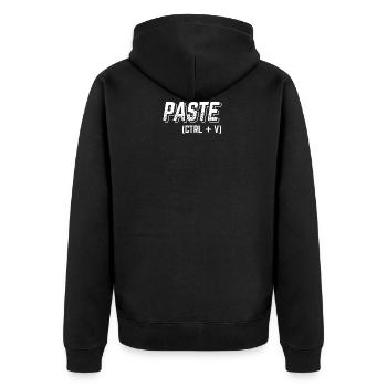 Lustiges Papa Mama Kind Partner Shirt Paste - Unisex Premium Bio Zip Hoodie - Schwarz - Hinten - Nico (187cm)