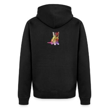 I am a girl who loves cats - Unisex Premium Organic Zip Hoodie - black - Back - Nico (187cm)